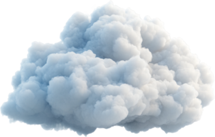 Fluffy cloud formation against a black backdrop, its voluminous shape and texture are digitally rendered, showcasing ethereal beauty. png