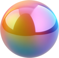 A colorful iridescent orb reflecting light, seamlessly blending hues for a captivating visual effect against a solid background. png