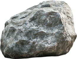 A large, grey stone or boulder with a rough texture, showcased against a solid black backdrop, highlighting the rock's surface details. png