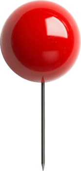 un' affilato, brillante acciaio perno sormontato con un' perfettamente il giro, lucido rosso testa è centrato contro un' rigido nero sfondo. è semplice e Impressionante. png