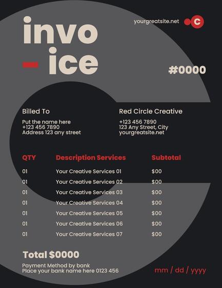 Creative Graphic Invoice Template with Text Overlay