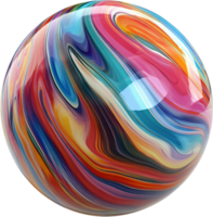 Colorful sphere with swirling patterns. Visual delight of abstract hues blending in a fluid dance of art. Smooth, glossy surface reflects light. png