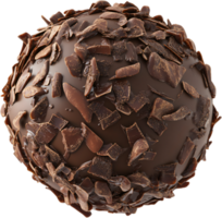 Decadent dark chocolate truffle coated with shavings. A rich and delightful treat for chocolate lovers, great for dessert or snacking. png