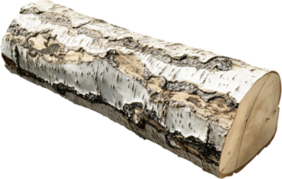 A birch log is seen, its bark displaying distinct patterns of white and dark shades. This tree component presents natural textures. png