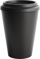 Sleek black reusable coffee cup with lid, perfect for enjoying your favorite hot beverage on the go while being environmentally conscious. png