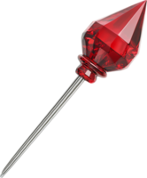 A captivating image showcasing a striking red crystal pin, ideal for sophisticated crafting and decorative applications. Great detail, isolated. png
