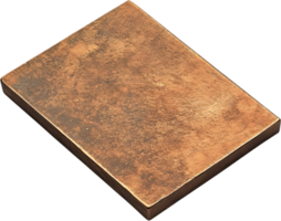 Metallic Rectangle, A weathered metal block shows age through its textured surface, displaying various shades of brown and bronze on black. png