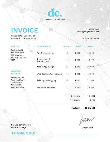Web Development Invoice Template