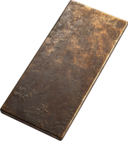 Textured metal surface with a blend of bronze and brown tones, suggesting age and wear. The light reflects on the surface, emphasizing the details. png