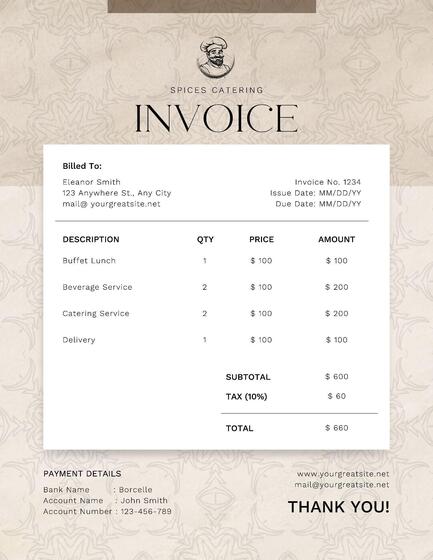 Catering Service Invoice Template