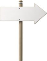 Wooden direction sign on a pole, pointing to the right. A weathered, aged look with visible wood grain and neutral tones, on black background. png