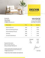 Yellow Interior Design Invoice Template