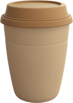 bege reutilizável copo com Castanho tampa, projetado para em movimento bebidas, promovendo sustentabilidade e conveniência para diariamente usar. png