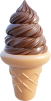 Delicious chocolate ice cream cone. The soft serve is swirled high on a cone, tempting with its sweet dessert flavor and frosty delight. png