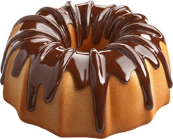 Bundt cake adorned with rich chocolate ganache, creating a visually appealing and tasty dessert. Perfect for celebrations and gatherings. png