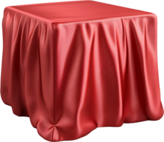An object underneath a red fabric is suggested, creating mystery with visual interest and suspense in the image composition. png