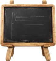 Rustic wooden framed blackboard with a dark slate surface for notes, reminders, and classroom lessons. Versatile for various uses. png