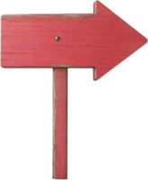 Weathered Red Wooden Arrow Sign, rustic charm. A weathered wooden arrow points right, with wood grain detail and a single nail visible. png