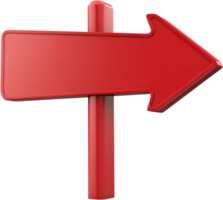 A bright red, three-dimensional sign featuring an arrow pointing to the right, indicating direction. The background is black in color. png