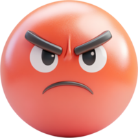 Red-faced with anger, this 3D emoji showcases furrowed brows and a displeased expression, portraying frustration and intense emotion. png