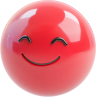 A cheerful red sphere with a charming smile and closed eyes, radiating happiness and positivity through its simple design. png