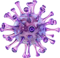 Detailed rendering of a virus particle shows its complex structure and spiky exterior, highlighting infectious diseases and microscopic biology. png