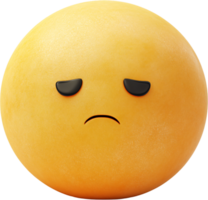 A yellow sphere displays a flat, downturned mouth and heavy-lidded eyes, conveying sadness. The color is sunny, and the overall impression is gloomy. png