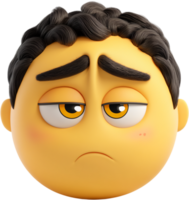 The animated face shows an individual with a melancholy mood. The facial expression captures weariness and lack of enthusiasm or interest. png