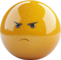 Anger emoji, This digital sphere with a yellow gradient, conveying deep displeasure with furrowed brows and a downturned mouth. png