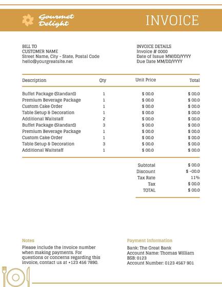 Catering Service Invoice