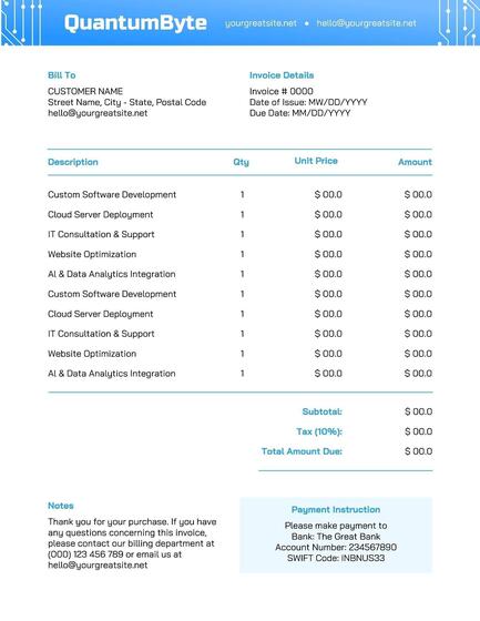 Tech Company Invoice