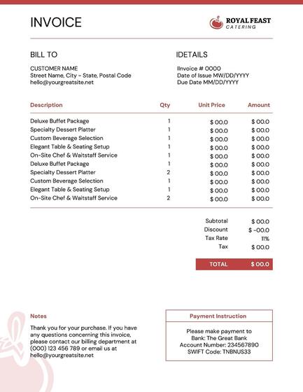 Catering Service Invoice