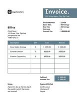Social Media Marketing Invoice template