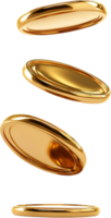 Golden rings in a sleek, elegant composition against a black background, showing a modern and minimalist aesthetic. Metallic shine is apparent. png