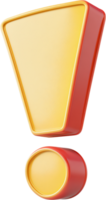 Three-dimensional red and yellow exclamation point, signifying attention, warning, or a key detail in an eye-catching graphical element. png