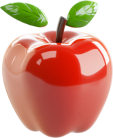Shiny red apple with green leaves, a perfect blend of health and taste, ideal for a fresh snack, symbolizing nutrition and well-being. png