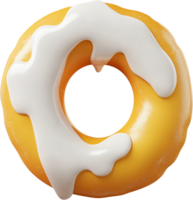 Golden yellow donut is topped with a luscious white glaze, creating a visual delight. A simple, sweet treat perfect for any occasion. png