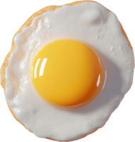 A sunny-side-up egg presented in a studio setting, showcasing a vibrant yellow yolk and a white cooked albumen against a dark background. png