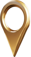 A sleek, golden map pin icon shines against a black background, symbolizing location or destination with a touch of luxury and elegance. png