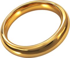 Golden ring, symbol of love and commitment, with a polished surface that reflects light beautifully on a black backdrop. Circular shape. png