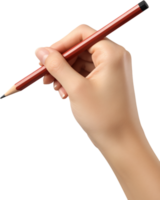 A hand is holding a pencil, ready to write or draw on something. The background is a solid black to provide contrast and highlight. png