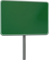 A blank, green road sign stands against a black background, offering a canvas for your message or destination. Versatile design element. png