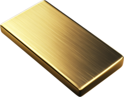 A golden rectangle shines with a metallic sheen, showcasing a smooth, brushed surface against a stark black background. Precious and polished. png