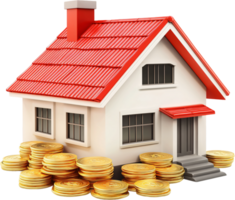 Dream home investment, Secure your financial future with property, a safe asset represented by stacks of gold symbolizing wealth and security. png