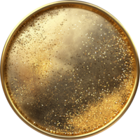 Gold shimmer on a smooth, round surface, hinting at luxury and celebration with a radiant glow of confetti-like particles. png