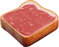 A slice of toast covered with a glossy layer of red spread, looks delicious and inviting. Perfect for breakfast, snack or even a simple meal. png