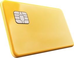 A sleek golden card with integrated chip for secure transactions, representing modern finance and technological advancement. png