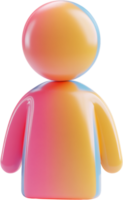 Colorful, minimalist 3D figure with a sphere head and rounded body, showcasing a vibrant gradient from pink to yellow and blue. png