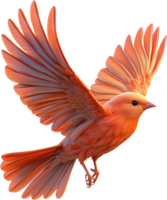 Vibrant cardinal in flight captured against a contrasting dark backdrop, displaying detailed feathers and artistic composition. png