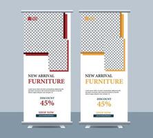 Furniture roll up display standee for presentation purpose template vector
